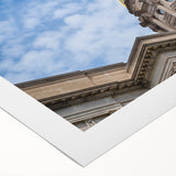 Art deco poster featuring symmetrical domes in muted gold and white tones on rolled canvas, ideal for dining room wall art.