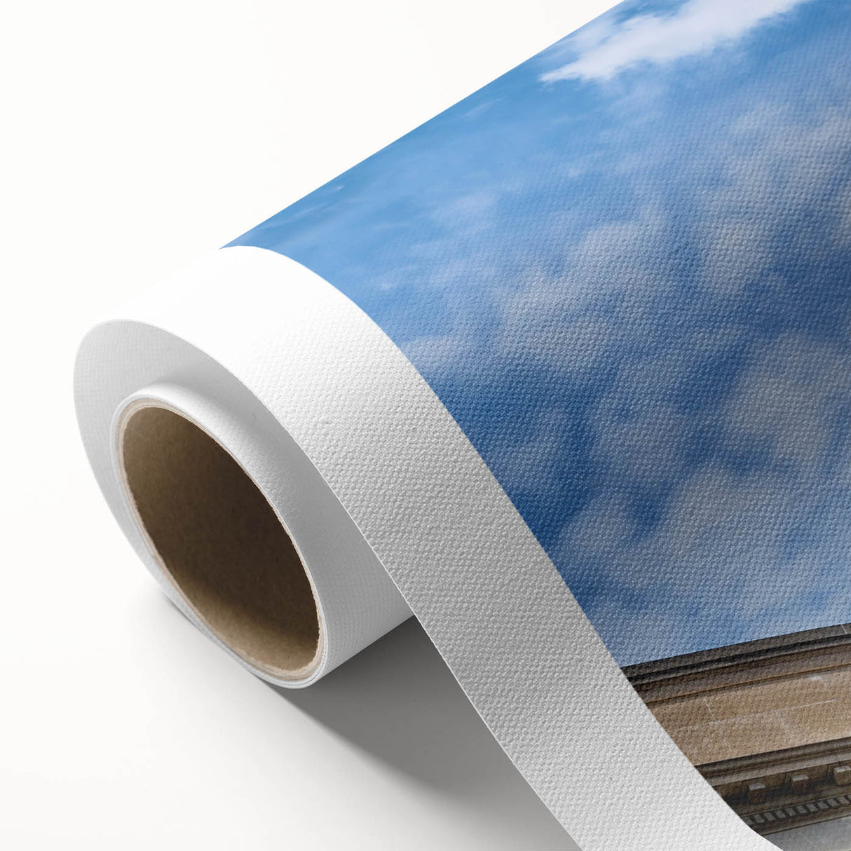 Art deco poster of architecture domes in muted beige tones on rolled canvas, ideal for nursery wall art.