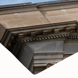 Large art depicting a black and white landscape with architectural domes on a stretched canvas, suitable for bedroom decor.