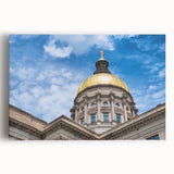 Black and white photograph of architectural domes on a large stretched canvas.