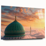Acrylic print of large abstract wall art featuring architectural domes in muted tones.