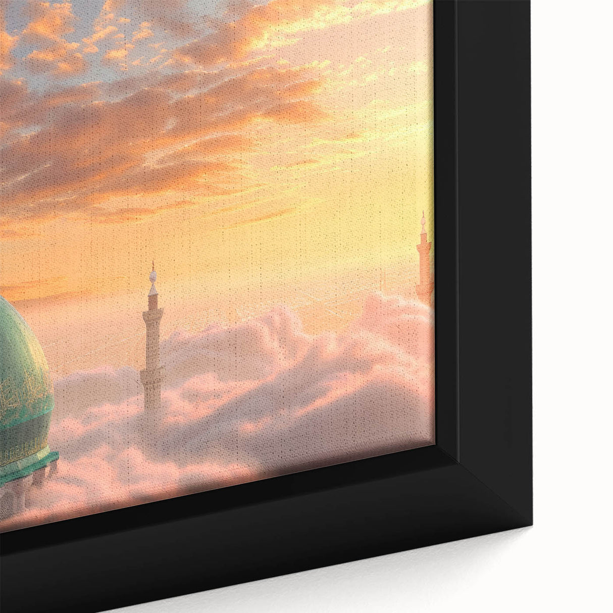 Extra large framed canvas featuring a close-up of colorful, textured domes in a black wall art style.