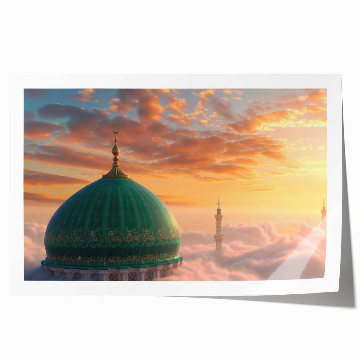 Extra large rolled print featuring a collection of architectural domes in muted earth tones, ideal for dining room wall art.
