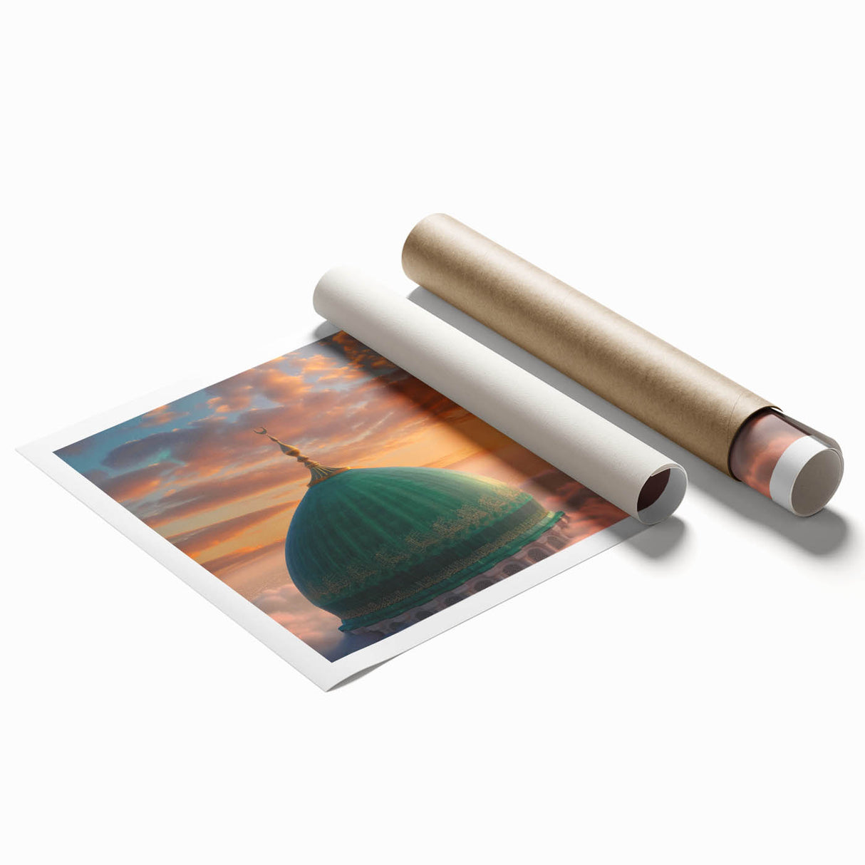 Extra large rolled print featuring a series of architectural domes in muted earth tones, ideal for classy bathroom wall art.