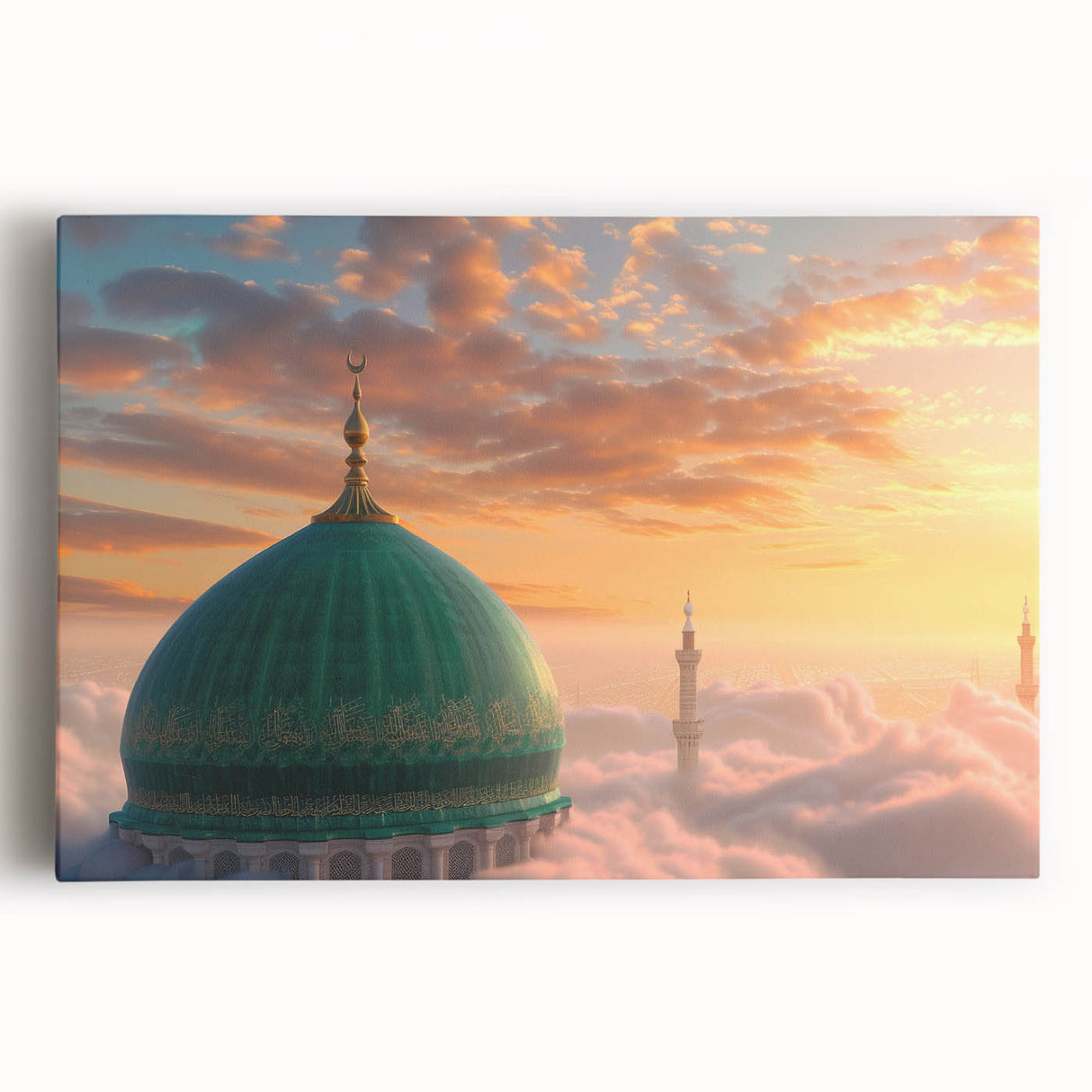 Black and white print of architectural domes on stretched canvas, ideal for kitchen wall art.