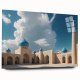 Large abstract wall art on acrylic glass depicting architectural domes in muted gray, ideal for bedroom or dining room decor.