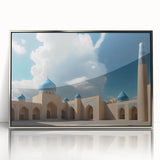 Mid-century modernist art featuring silver architectural domes on acrylic, ideal for nursery wall art.