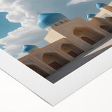 Art deco poster featuring architectural domes in monochrome shades on rolled canvas.