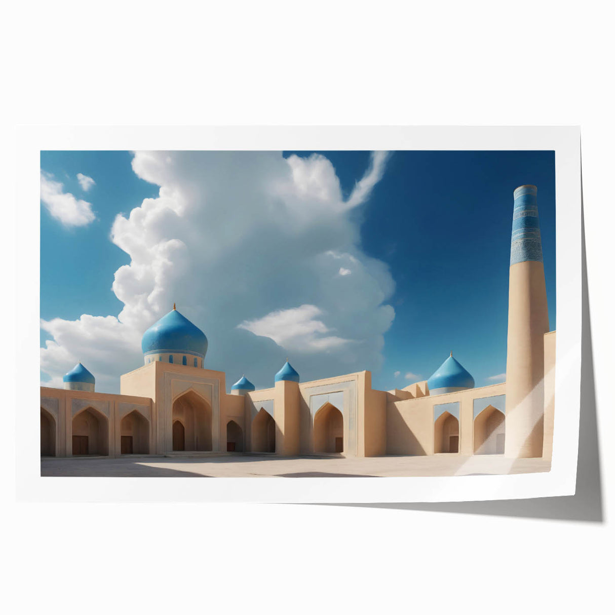 Rolled print of architectural domes in subtle beige tones, ideal for art wall dining room or classy bathroom decor.