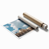 Rolled print of architectural domes in muted gray, ideal for classy bathroom wall art.