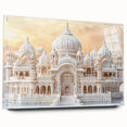 Acrylic print of large abstract wall art featuring architectural domes in muted earth tones.