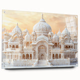 Acrylic print of large abstract wall art featuring architectural domes in muted earth tones.