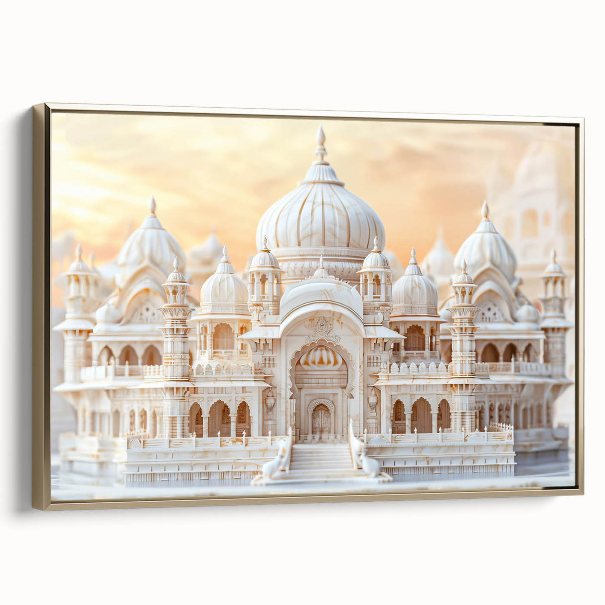 Framed canvas featuring a vintage poster art of architectural domes in black, ideal for bedroom wall decor.