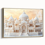 Framed canvas featuring a vintage poster art of architectural domes in black, ideal for bedroom wall decor.