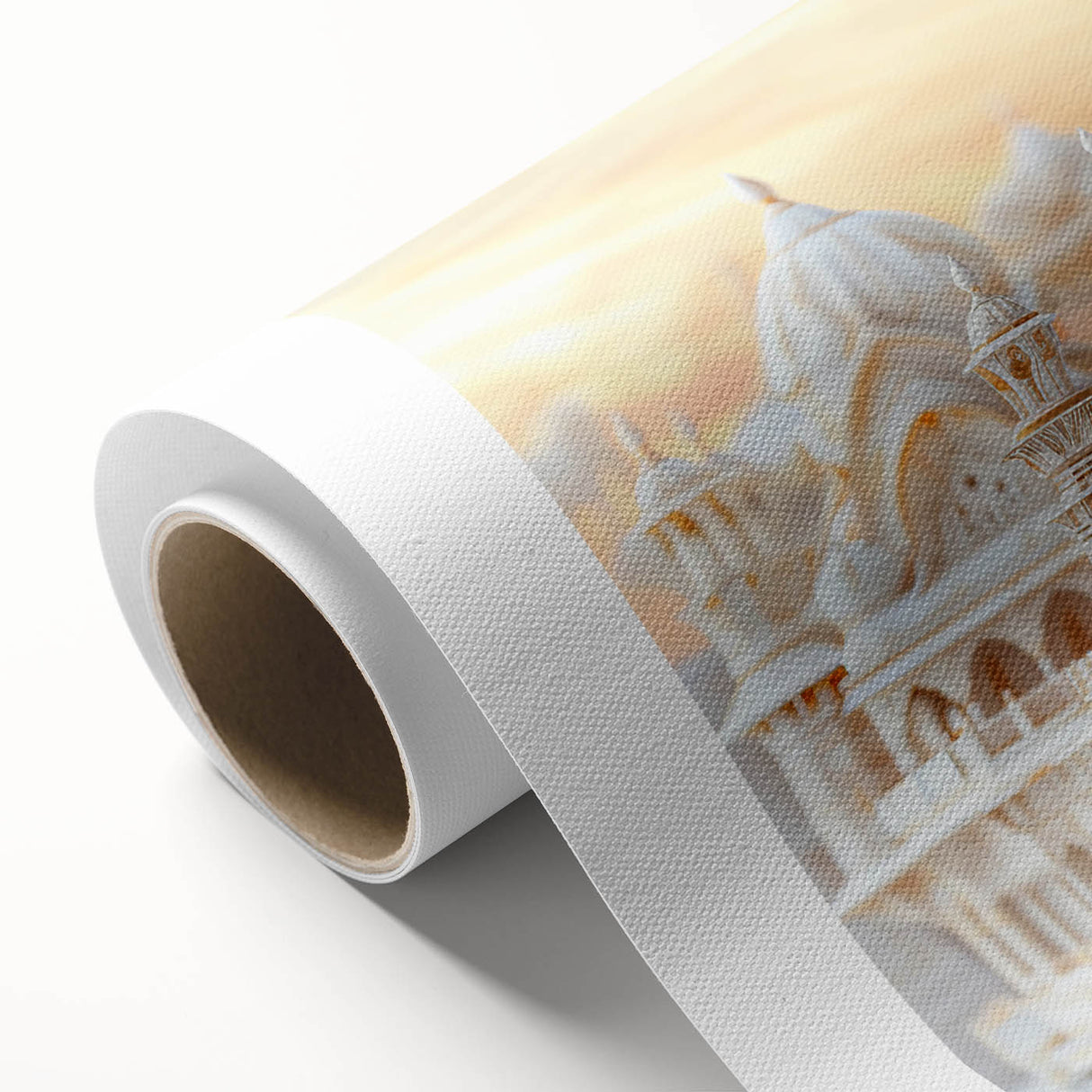Art Deco style poster featuring symmetrical dome architecture in muted beige and cream, ideal for nursery wall art.
