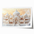 Extra large rolled print featuring architectural domes in muted earth tones, ideal for dining room or bathroom wall art.
