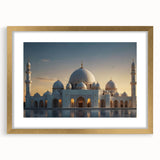 Extra large abstract art print featuring textured domes in muted gold and white, framed, ideal for living room decor.