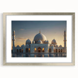 Textured art depicting abstract architectural domes in muted gray, ideal for modern bedroom decor, framed with a silver mat.