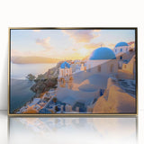 Mid-century modernist acrylic print featuring architectural domes in muted gold and white, ideal for modern art wall decor.