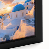 Close-up of black wall art featuring colorful, textured domes on a framed canvas, ideal for living room decor.