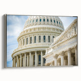 Framed canvas featuring a landscape art painting of colorful architecture domes in vintage poster style.
