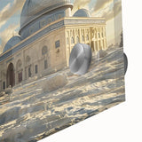 Mid-century modernist large abstract wall art featuring overlapping geometric domes in muted earth tones.