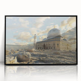 Large abstract wall art featuring black and white domes in mid-century modernist style, framed in acrylic.