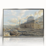 Mid-century modernist art featuring silver domes in an acrylic frame, ideal for nursery wall art.