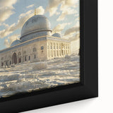 Black wall art featuring colorful, textured domes on a large framed canvas, ideal for living room decor.