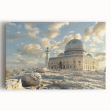 Black and white stretched canvas of architectural domes, ideal for kitchen wall art.