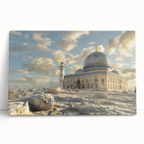 Black and white photograph of architectural domes on stretched canvas, ideal for kitchen wall art or bedroom ambiance.