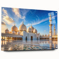 Acrylic glass print of large abstract wall art featuring architectural domes in muted gray tones.