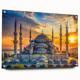 Large abstract wall art of architectural domes in monochrome shades, acrylic print, suitable for dining room or bedroom.