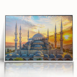 Art deco poster featuring symmetrical architectural domes in monochrome, framed acrylic, ideal for modern art wall decor.