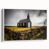 Framed canvas featuring a vintage poster art design of architectural domes in black, ideal for bedroom wall decor.