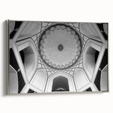 Framed canvas landscape art painting featuring vintage-styled colorful domes against a black background.