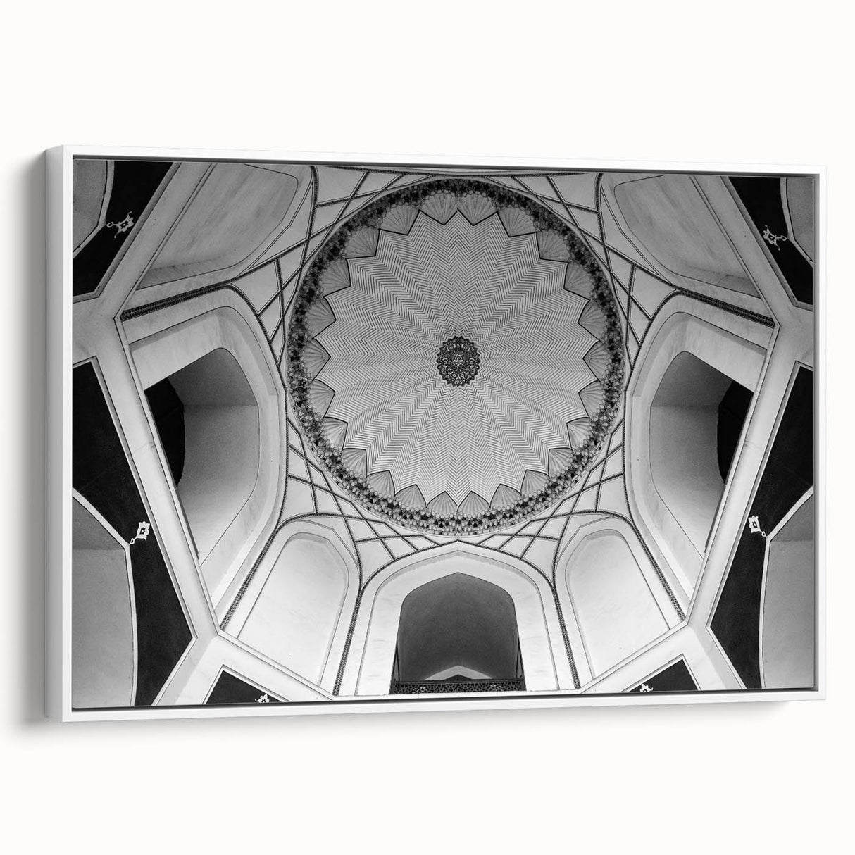 Vintage poster art featuring colorful architecture domes on a large framed canvas, ideal for living room decor.