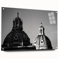 Large abstract wall art on acrylic glass featuring geometric dome designs in neutral tones.