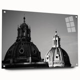 Large abstract wall art on acrylic glass featuring geometric dome designs in neutral tones.