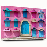 Acrylic print of a large abstract design in muted gray and blue, ideal for bedroom or dining room art.