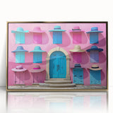 Mid-century modernist art deco poster featuring a geometric pattern in gold tones on acrylic, ideal for nursery wall decor.