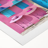 Art Deco poster featuring a geometric pattern in black and gold on rolled canvas.