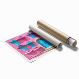 Extra large rolled print of a floral art door design in muted earth tones, ideal for classy bathroom wall art.