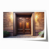 Extra large rolled print featuring a detailed floral design on a door, in muted earth tones.