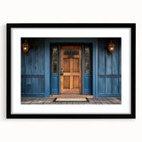 Extra large abstract art print featuring a colorful, textured door design on a black framed canvas.