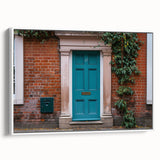 Framed canvas featuring a vintage poster of a black and white landscape painting, suitable for bedroom decor.