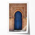 Extra large rolled print of a floral-designed door in muted earth tones, ideal for dining room wall art.