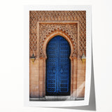 Extra large rolled print of a floral-designed door in muted earth tones, ideal for dining room wall art.