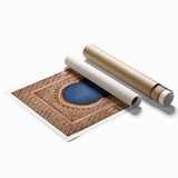 Extra large rolled print featuring a detailed floral design on a door, in muted earth tones.