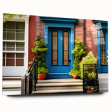 Large abstract wall art on acrylic glass depicting a monochrome architectural door design.